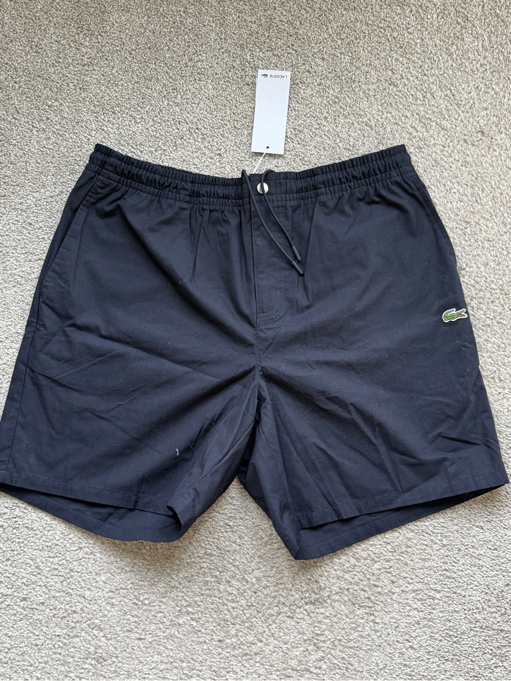 Men's Lacoste shorts, size Large, navy blue, NEW WITH TAGS.